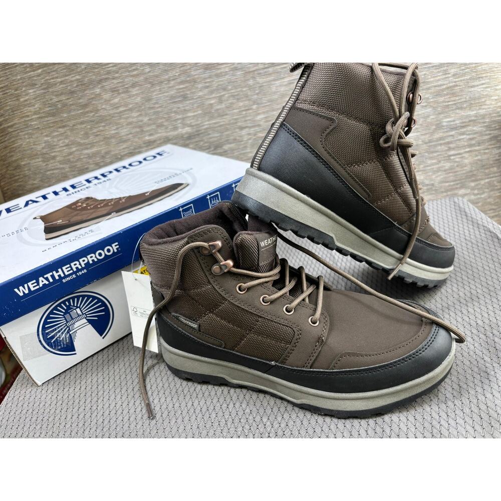 Weatherproof Men's Jenkins Boots Size 8 Brown Memory Foam Man Made Upper NEW